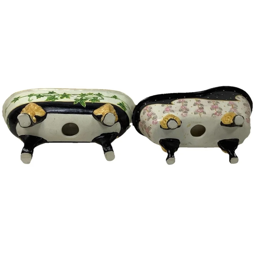 2 Vintage Hand Painted Bathtubs Soap Claw foot‎ Beautiful!